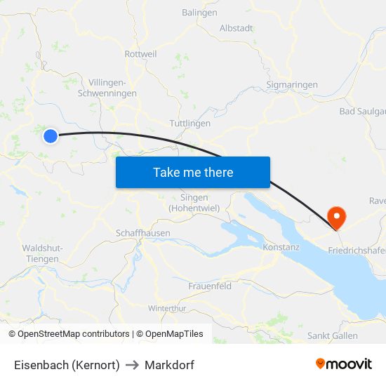 Eisenbach (Kernort) to Markdorf map