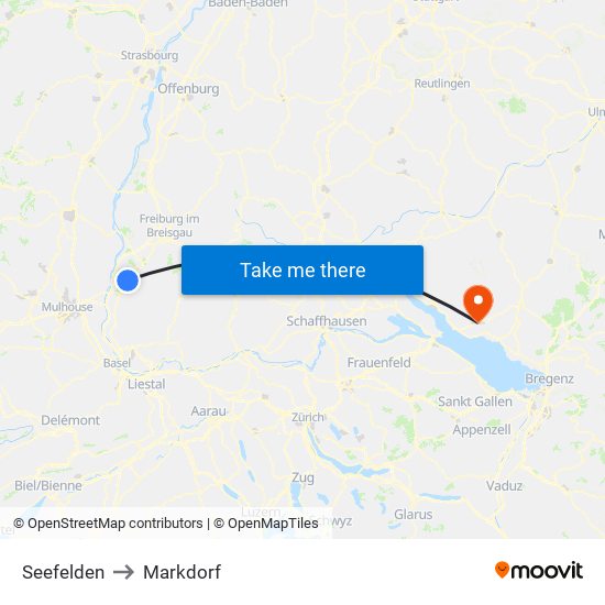 Seefelden to Markdorf map