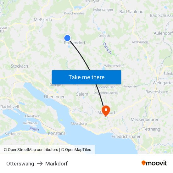 Otterswang to Markdorf map