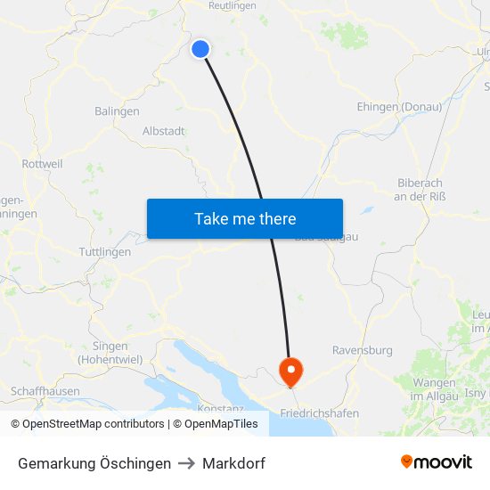 Gemarkung Öschingen to Markdorf map