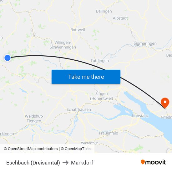 Eschbach (Dreisamtal) to Markdorf map