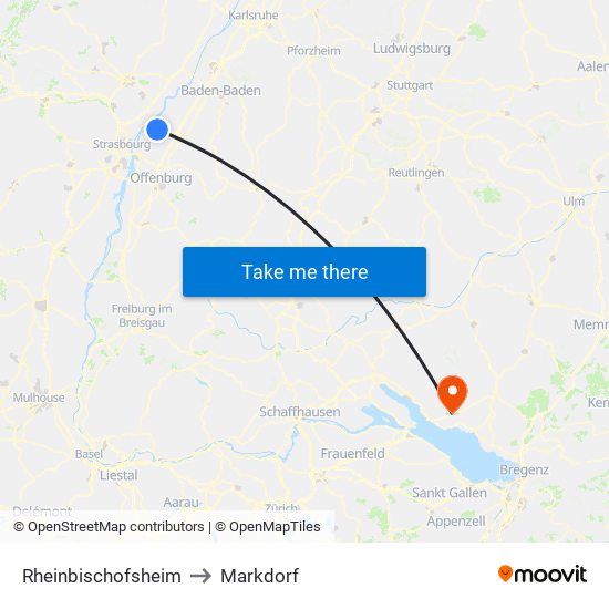 Rheinbischofsheim to Markdorf map