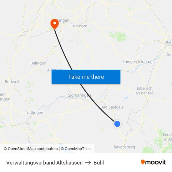 Verwaltungsverband Altshausen to Bühl map