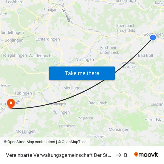 Vereinbarte Verwaltungsgemeinschaft Der Stadt Göppingen to Bühl map