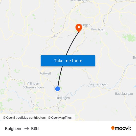 Balgheim to Bühl map
