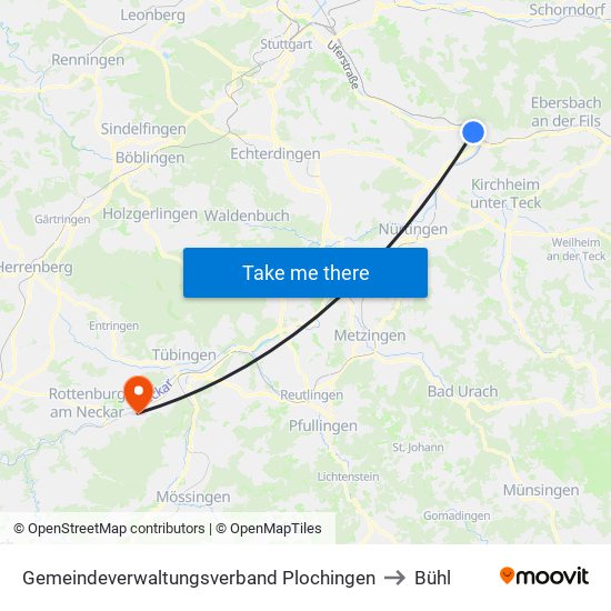 Gemeindeverwaltungsverband Plochingen to Bühl map