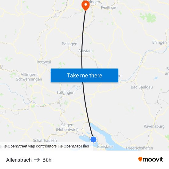 Allensbach to Bühl map