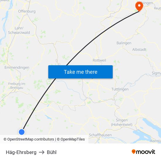 Häg-Ehrsberg to Bühl map