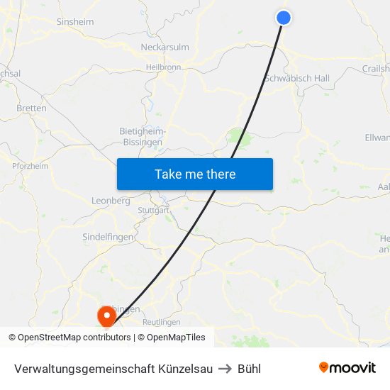 Verwaltungsgemeinschaft Künzelsau to Bühl map