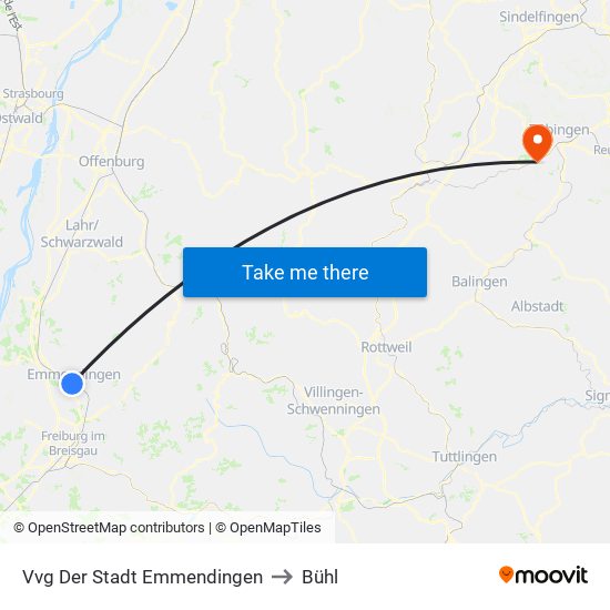 Vvg Der Stadt Emmendingen to Bühl map