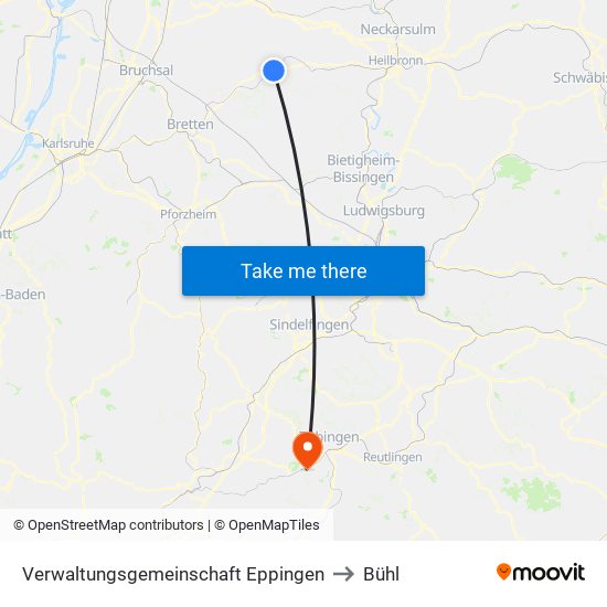 Verwaltungsgemeinschaft Eppingen to Bühl map