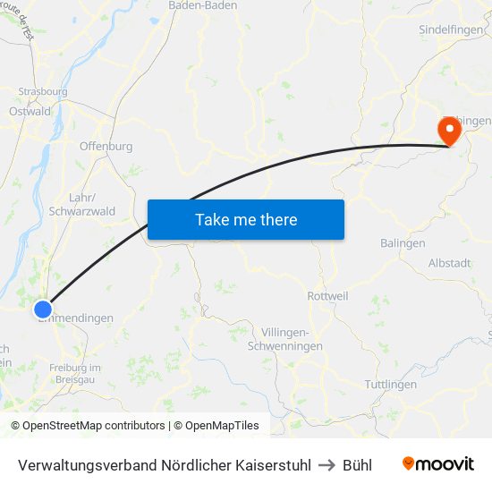 Verwaltungsverband Nördlicher Kaiserstuhl to Bühl map