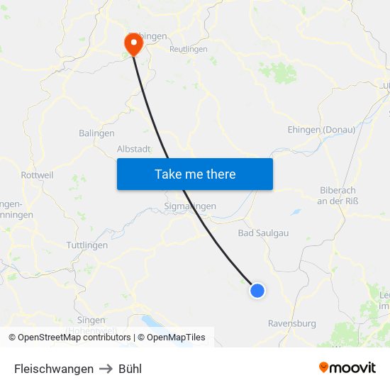 Fleischwangen to Bühl map