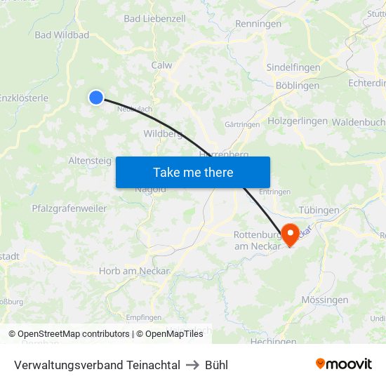 Verwaltungsverband Teinachtal to Bühl map