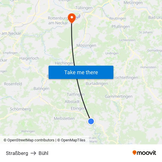 Straßberg to Bühl map