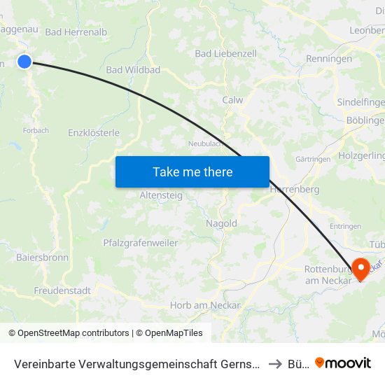 Vereinbarte Verwaltungsgemeinschaft Gernsbach to Bühl map