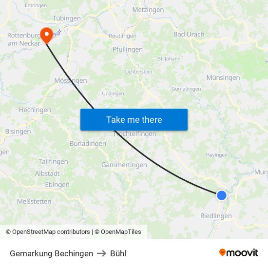 Gemarkung Bechingen to Bühl map