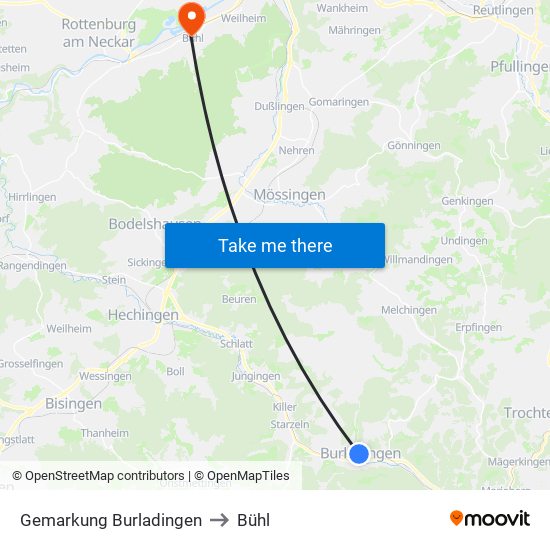 Gemarkung Burladingen to Bühl map