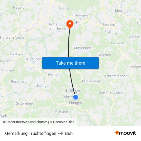 Gemarkung Truchtelfingen to Bühl map