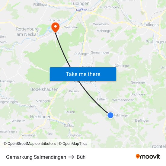 Gemarkung Salmendingen to Bühl map