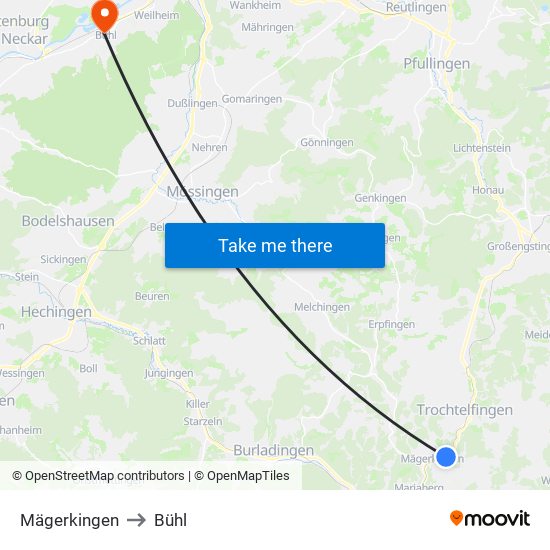 Mägerkingen to Bühl map