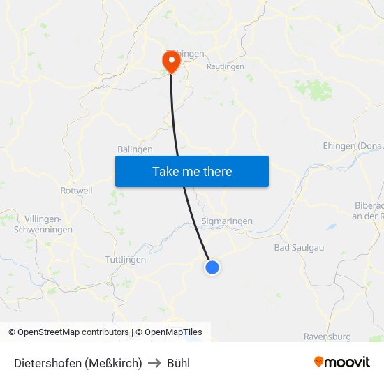 Dietershofen (Meßkirch) to Bühl map