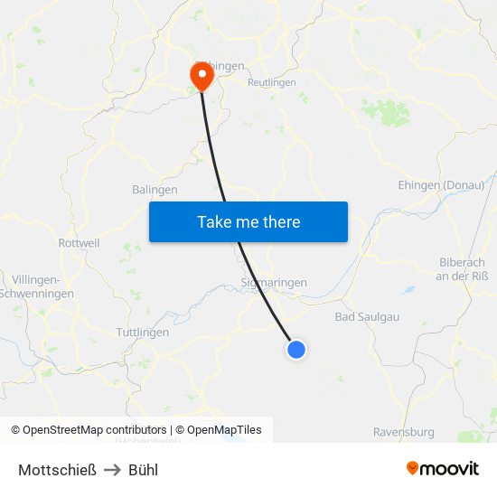 Mottschieß to Bühl map