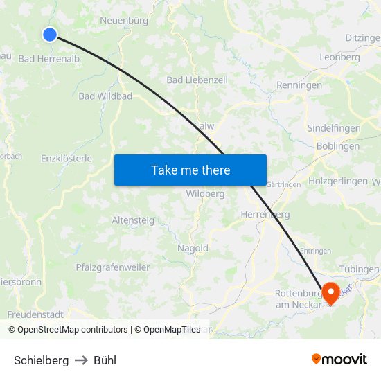 Schielberg to Bühl map