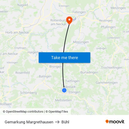 Gemarkung Margrethausen to Bühl map