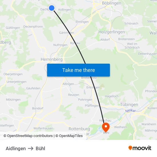 Aidlingen to Bühl map