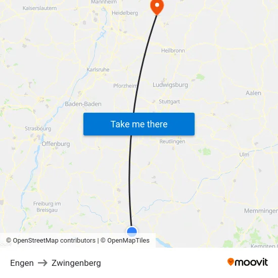 Engen to Zwingenberg map