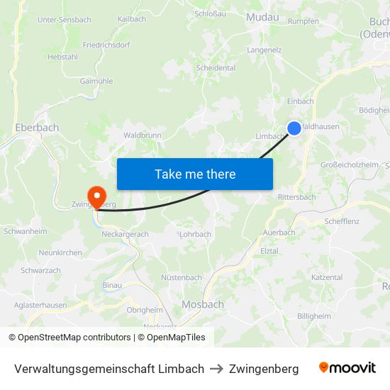 Verwaltungsgemeinschaft Limbach to Zwingenberg map