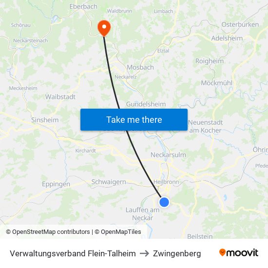Verwaltungsverband Flein-Talheim to Zwingenberg map