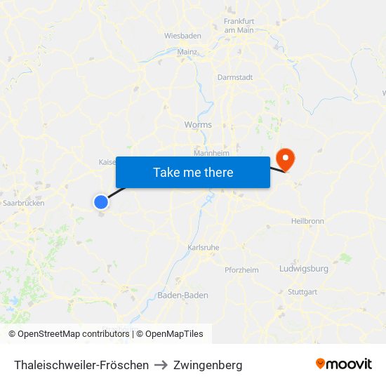 Thaleischweiler-Fröschen to Zwingenberg map