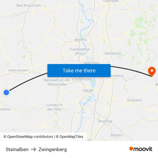 Steinalben to Zwingenberg map