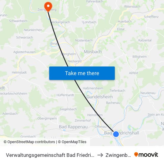 Verwaltungsgemeinschaft Bad Friedrichshall to Zwingenberg map