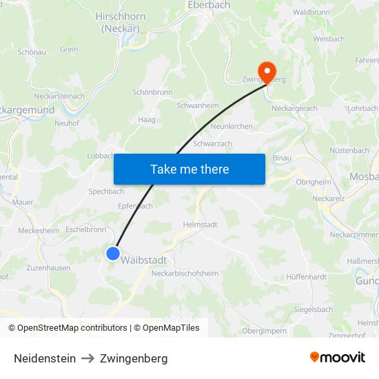 Neidenstein to Zwingenberg map