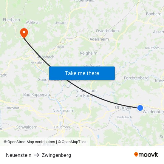 Neuenstein to Zwingenberg map