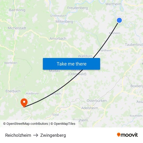Reicholzheim to Zwingenberg map