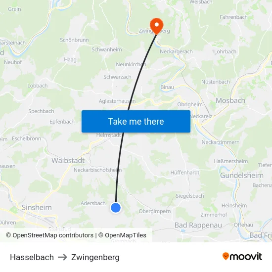 Hasselbach to Zwingenberg map