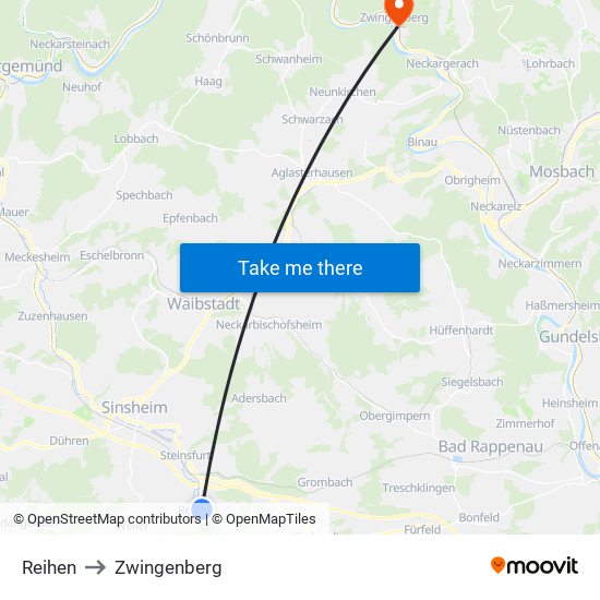 Reihen to Zwingenberg map