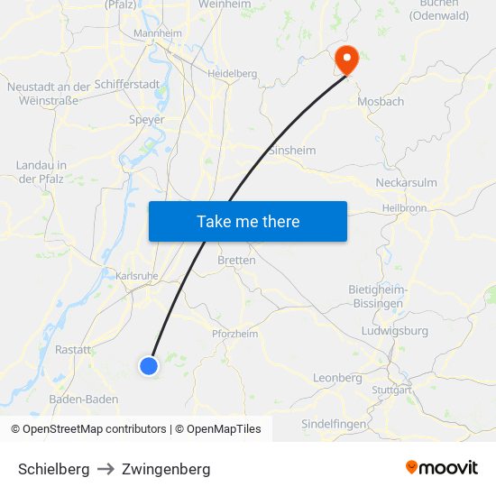 Schielberg to Zwingenberg map
