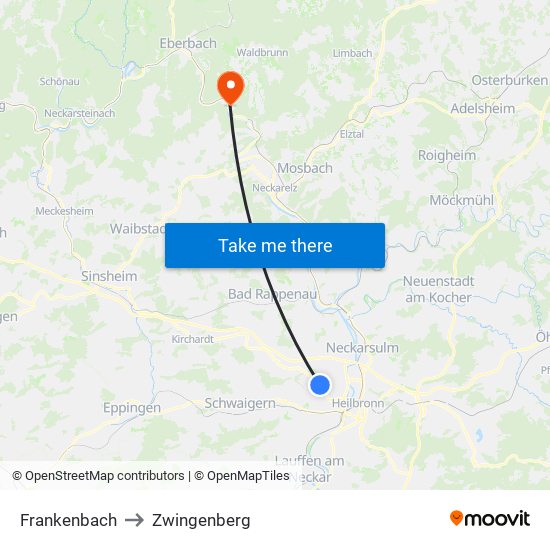 Frankenbach to Zwingenberg map