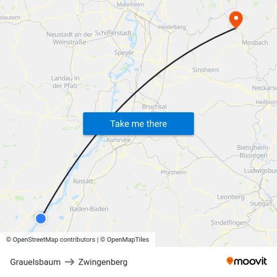 Grauelsbaum to Zwingenberg map