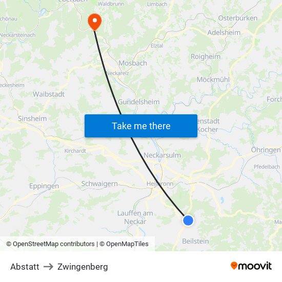 Abstatt to Zwingenberg map