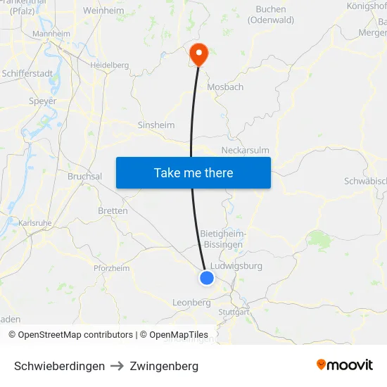 Schwieberdingen to Zwingenberg map