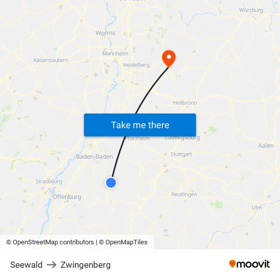 Seewald to Zwingenberg map