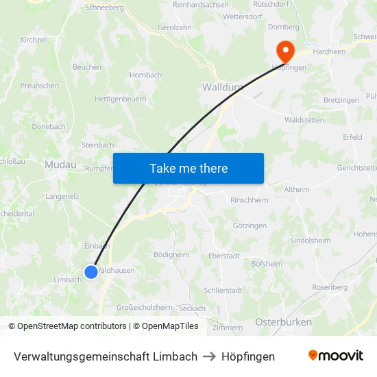 Verwaltungsgemeinschaft Limbach to Höpfingen map