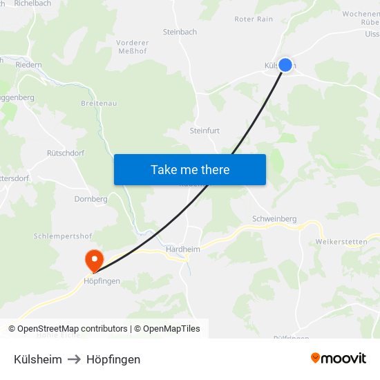 Külsheim to Höpfingen map