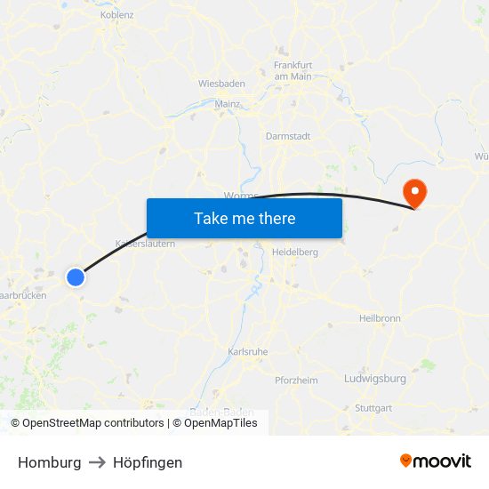 Homburg to Höpfingen map